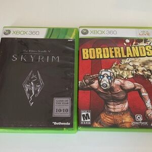 Bethesda Xbox 360 Skyrim & Borderlands Game Set - Black and Green